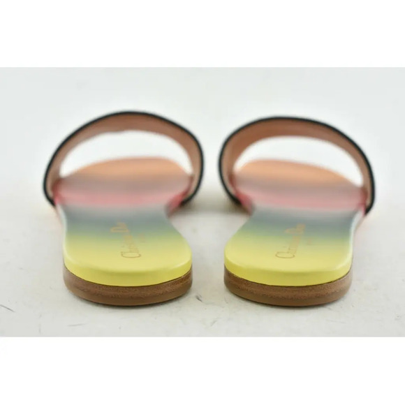 Christian Dior Dway Rainbow Multicolor Embroidered Logo Slide Flat Sandal 40 - Picture 11 of 12